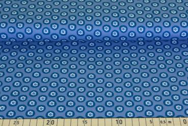 Baumwolle "Sunday" Blumen Kreise blau